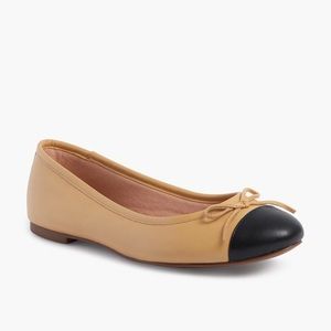 French Sole Camille Cap Toe Leather Flat